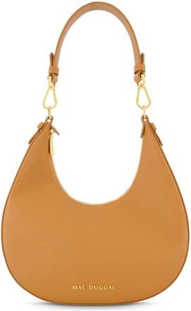 Mac Duggal Gold Plated Hardware Grain Leather Hobo Bag in Toffee at Nordstrom