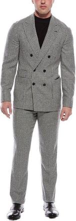 Brunello Cucinelli Grey Plaid Double-Breasted Suit, Brand Size 50 (US Size 40)