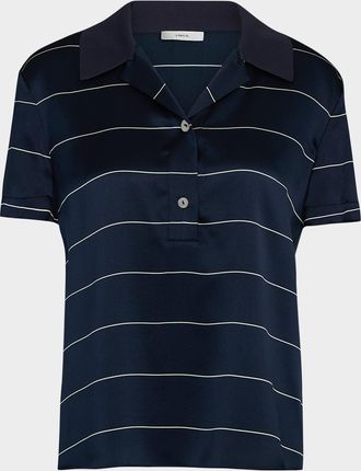 Vince Stripe Knit Collar Polo Shirt