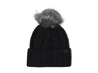 The North Face Oh Mega Faux Fur Pom Beanie Traditional Womens Hats TNF Black, Polyester