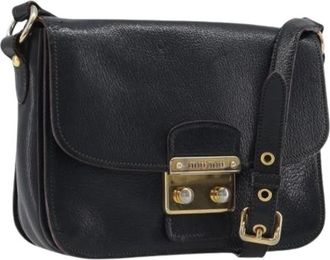 Miu Miu Pre-owned Shoulder Bag - Dames - Vintage Schoudertas - Zwart - ONE Size - Leer - Vintage