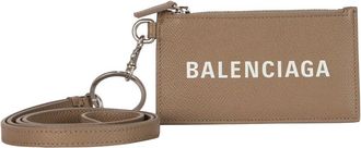 Balenciaga Leather Cash Coin & Card Case With Strap