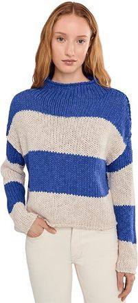 Free People Opal Rollneck Knit Stripe Sweater Womens Sweater Cobalt Combo : LG (Womens 12-14), Acrylic/Cotton