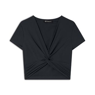 Freddy Kurzarmshirt FREDDY top S25WTWT14, Damen, Gr. XXL, blau (schwarz sapphire), Obermaterial: 73% Polyamid PA. 27% Elasthan EL., Shirts Kurzarmshirt