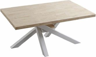 Home Heavenly Home Heavenly - Mesa Comedor Industrial Gael, Madera De Roble Y Patas Metal Cruzadas. 160 X 100 Cm Color: Roble Nordish - Blanco