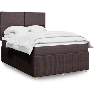 vidaXL Vidaxl - Cama Box Spring Con Colch&oacute;n Tela Marr&oacute;n Oscuro 140x190 Cm