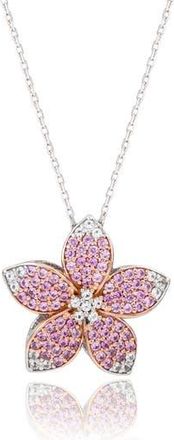 Suzy Levian Sapphire Flower Pendant Necklace in Pink at Nordstrom Rack