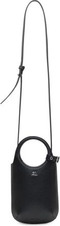 Courr&egrave;ges Zwarte Leren Compacte Schoudertas - Dames - Schoudertassen - Zwart - ONE Size - Tassen