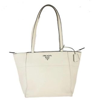 Prada Pre-owned Tote Bags, female, White, Size: ONE SIZE Pre-owned Vintage Leather Tote Bag