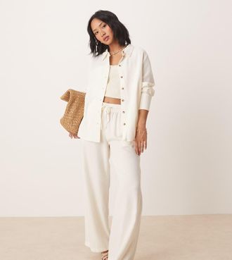 Jacqueline de Yong wide leg linen pants in white - part of a set
