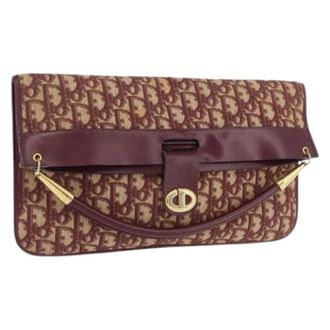 Dior Pre-owned Clutches, female, Red, Size: ONE SIZE Pre-owned Vintage Trotter Canvas Hand Bag