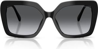Swarovski 57mm Polarized Butterfly Sunglasses in Black /Gradient Grey Polar at Nordstrom