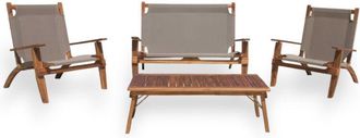 No Brand No Brand - Salotto set da giardino esterno in legno di acacia con seduta in poliestere Summer Fresh