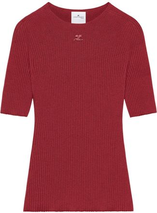 Courr&egrave;ges Solar ribbed sweater - women - Cotton/Merino - S - Red