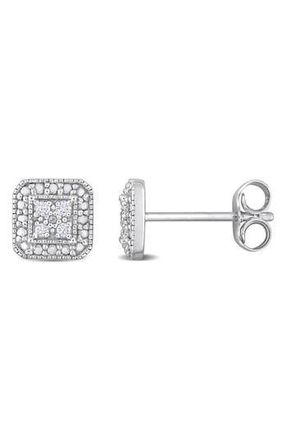 Delmar Pav&eacute; Diamond Square Stud Earrings - 0.08ct. in Silver at Nordstrom Rack