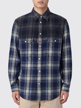 Dsquared2 Camicia a maniche corte in cotone con motivo check e tasche a toppa