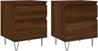 vidaXL Vidaxl - Mesitas Noche 2 Uds Madera Ingenier&iacute;a Marr&oacute;n Roble 40x35x50 Cm