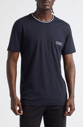 Dolce & Gabbana Logo Patch Pocket T-Shirt in Blu Scurissimo 1 at Nordstrom, Size 56