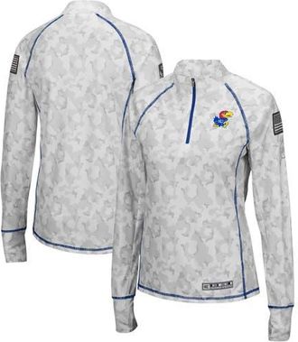 Colosseum Womens Colosseum Camo Kansas Jayhawks OHT Military Appreciation Officer Arctic Lightweight Quarter-Zip Top at Nordstrom, Size Xx-Large