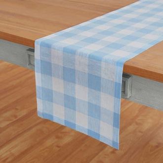 Solino Home Linen Table Runner for Dining Table, Holiday and Everyday Table Decor - Buffalo Check in Blue Bell at Nordstrom, Size Xx-Small