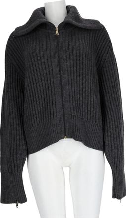 Paul Smith Black Ribbed Wool Stand-Collar Zip-Through Knit