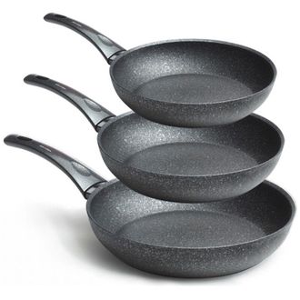 Trade Shop Trade Shop Traesio - Set 3 Padelle 20 24 28cm Rivestite Con Polvere Di Diamante Padella Antiaderente