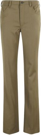 The Attico Groene broek met knoopsluiting - Dames - Wijde Broeken - Groen - M - Broeken