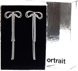 Self Portrait Oorbellen met dubbele strik en kristallen - Dames - Oorbellen - Wit - ONE Size - Accessoires