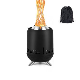 Relaxdays Relaxdays Chimenea De Mesa Sin Humo, Acero Inoxidable, Al X &Oslash; 23,5 X 16,5 Cm, Bolsa De Transporte, Camping, Negro