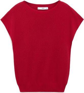 Mango Fine Knit Cap Sleeve Sweater in Red at Nordstrom, Size X-Small
