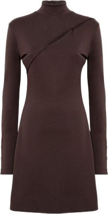 Blugirl High Neck Jersey Dress With Oblique Cut-Out And Button Details