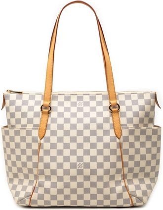 Louis Vuitton White Damier Azur Pvc Leather Shoulder Bag Tote Bag (Pre-Owned)