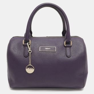 DKNY Dkny Purple Saffiano Leather Satchel