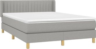 vidaXL Vidaxl - Cama Box Spring Con Colch&oacute;n Tela Gris Claro 140x190 Cm