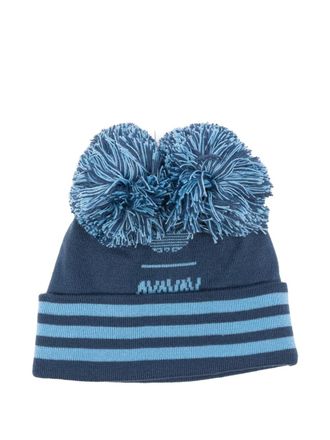 adidas x Avavav pom pom-detail ribbed beanie hat - Blue