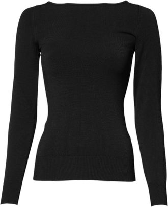Dolce & Gabbana Womens Black Viscose Long Sleeves Pullover Top Polyester