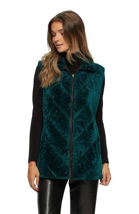 Gorski Reversible Chevron Genuine Shearling Vest in Emerald/black at Nordstrom, Size X-Small