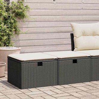 vidaXL Set Divani da Giardino con Cuscini 2 pz Nero Polyrattan Acacia - Vidaxl