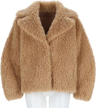 Leon & LouLou Paris Beige Cropped Plush Teddy Faux Fur Jacket