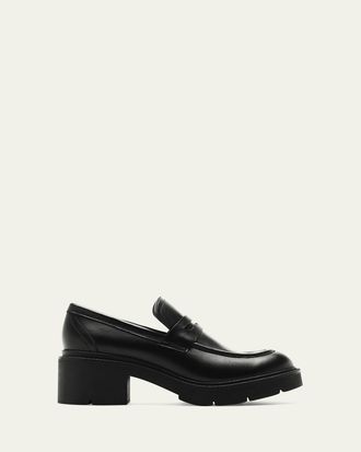 La Canadienne Alisa Shiny Crinkle Leather Loafers