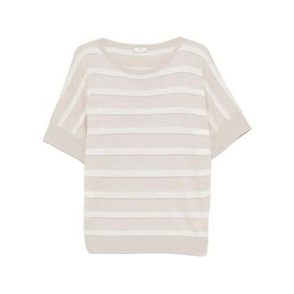 PANICALE Round-neck Knitwear, female, Beige, Size: XS Striped Short-Sleeve Top