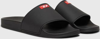 Diesel Sa-Swim-Rubber pool slides with D logo - Slides - Man - Black
