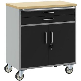 vidaXL Vidaxl - Banco De Trabajo Con Caj&oacute;n Negro Y Gris 75 X 45 X 85 Cm
