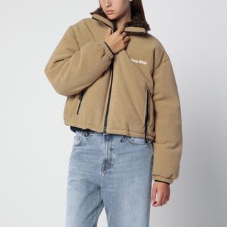 Miu Miu Piumino in pile color Cammello