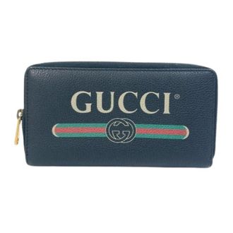 Gucci Tweedehands leren portemonnees - Heren - Vintage Accessoires - Blauw - ONE Size - Leer - Vintage