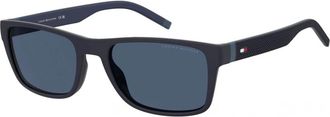Tommy Hilfiger Rechthoekige zonnebril - Heren - Accessoires - Blauw - Maat: 56 MM Polyamide