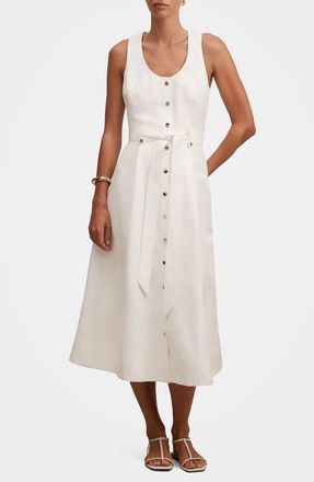 Ever New Priscilla Button Down Midi Dress in Porcelain at Nordstrom, Size 14