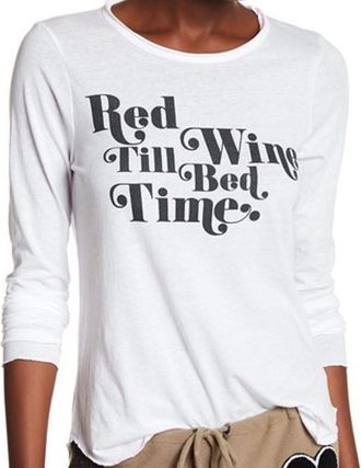 Chaser Red Wine Til Bed Time Tee In White