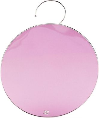 Courr&egrave;ges logo-embossed circular earring - women - Brass - One Size - Pink