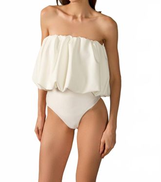 Adriana Degreas Coquille De Mer Strapless Bodysuit In Off White
